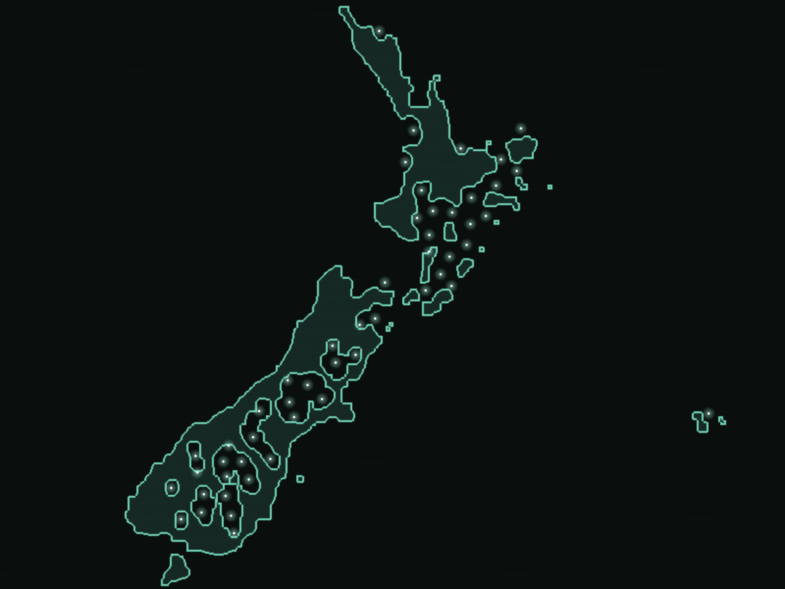 Map of New Zealand showing ĀTA Land farms distributed across both islands